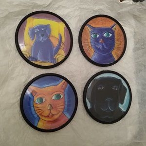Set of 4 Dog & Cat Coasters🐶😺